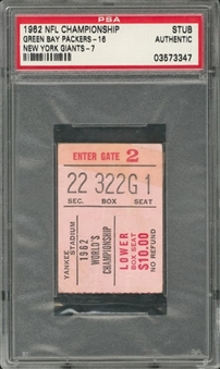 1962 NY Football Giants Ticket Stub 12/30/62 - NFL Championship Game at Yankee Stadium - Packers Defeat Giants 16-7 (PSA/DNA)